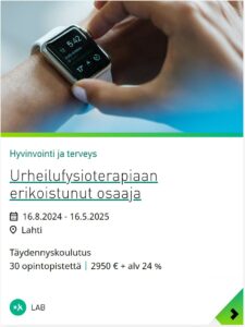 urheilufysioterapiaan erikoistunut osaaja